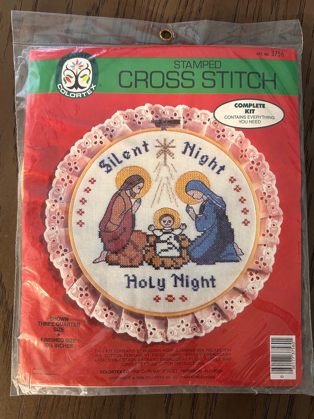 Stamped Cross Stitch Kit - Silent Night Holy Night (Red)